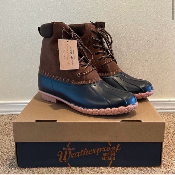 NWT Size 11 Mens Weatherproof Mens Adam Leather Round Toe Mid-Calf Duck Shoes - Picture 2 of 10